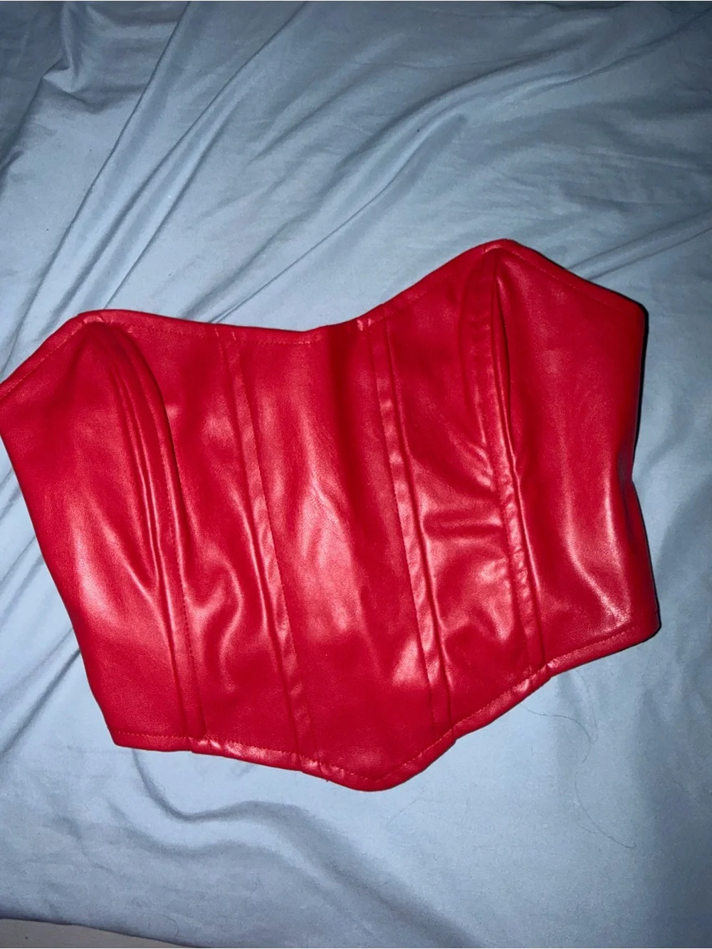 Princess Polly Red Faux Leather Corset Top